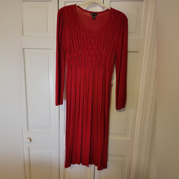 new directions Dresses & Skirts - New Directions Vibrant Red Long Sleeve Dress Size Large NWT